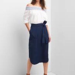 Gap Dark Blue Linen Wrap Skirt XL NWT